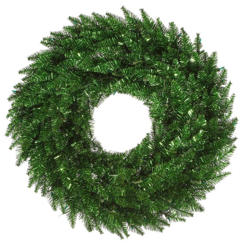 Vickerman Tinsel Green Fir Artificial Christmas Wreath, 1 of 3