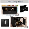 Patio Storage Cabinet, Outdoor Steel Kitchen Islands Serving Carts with Folding & Expandable Work Surfaces, Lockable Wheels, Matte Black -ModernLuxe - 4 of 4
