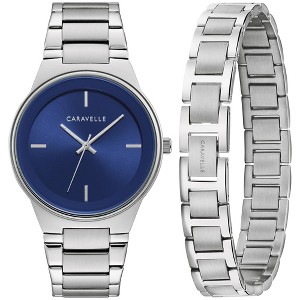 Caravelle designed by Bulova Men's Modern Stainless Steel 3-Hand Quartz Watch and Bracelet Box Set, 40mm Style: 43K101 - 1 of 4