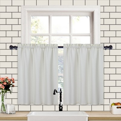 210gsm Waffle Weave Short Kitchen Tier Curtains And Valance Curtains ...