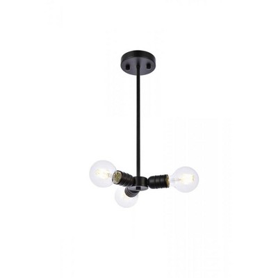 Elegant Lighting Reyes 3 lights black pendant