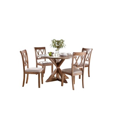 5pc Roma Dining Set Driftwood - Buylateral: Modern Upholstered Chairs, Wood Composite Table