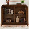 Lyngins Vintage Fluted Hollowed Out Sideboard Cabinet with Outlet Holes, 12 Solid Wood Strip Doors,Storage Cabinet/Buffet Cabinet for Hallway/Entryway - 3 of 4