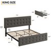 Full/ Queen/ King Size Bed Frame, Upholstered Bed Frame With And 4 Storage Drawers,Button Tufted Design,Wooden Slats Support, No Box Springs Needed - 3 of 4