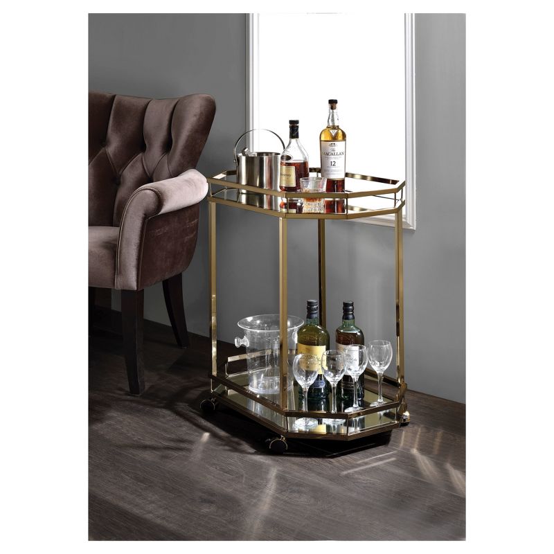 Lacole Serving Cart Mirror/Champagne - Acme Furniture, 3 of 6