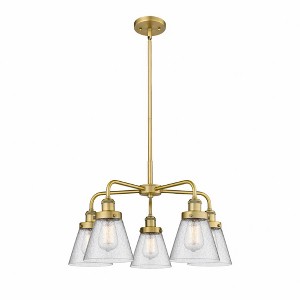 Cone - 5 Light Stem Hung Chandelier In Art Deco Style-14.75 Inches Tall and 24.25 Inches Wide - 1 of 1