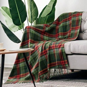 Soft Fluffy Plaid Blanket, 50x 60, Lightweight Throw with Tassels for Home Decor - 1 of 4