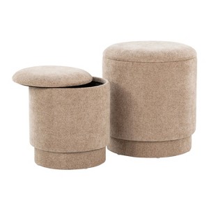 Sapphtopaz Modern Nesting Ottoman with Storage Upholstered Versatile Storage Ottoman Vanity Stool for Living Room,Bedroom - 1 of 4