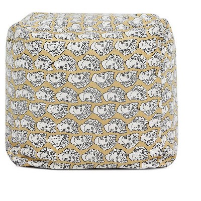 Gold and Cream Embroidered Luxury Oversized Pouf Ottoman