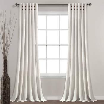 84"x40" Linen Button Pinched Pleat Light Filtering Window Curtain Panel - Lush Décor