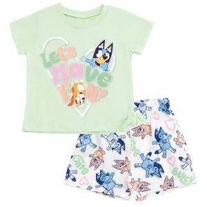 Bluey Girls T-Shirt and Twill Shorts Outfit Set Toddler Sizes (2T - 10-12) - 1 of 4