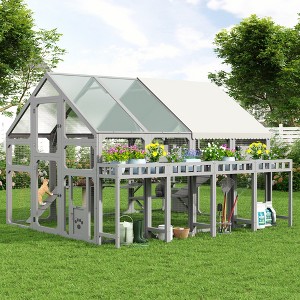 GDFStudio Oliver Outdoor Large Walk-In Wooden Catio Cat Enclosure