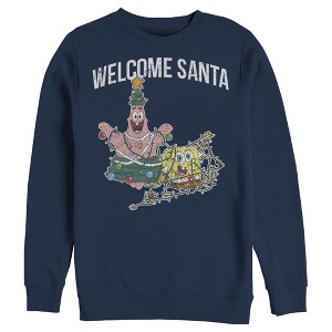 Men's SpongeBob SquarePants Christmas Welcome Santa Sweatshirt - 1 of 3