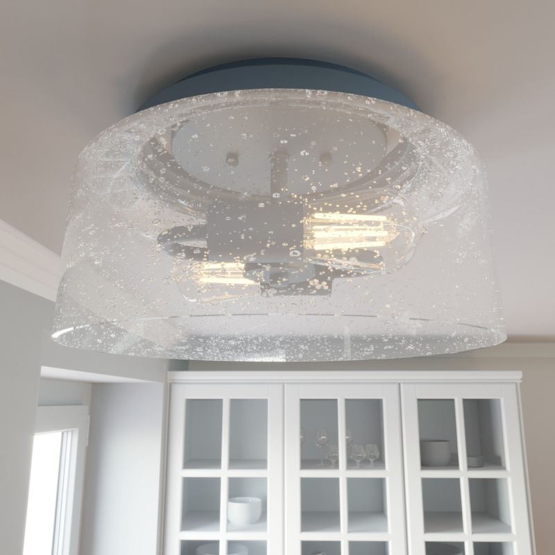 2-Light Hartland Seeded Glass Flush Mount Ceiling Light Fixture - Hunter Fan, 3 of 7