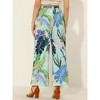 Allegra K Women's Tropical Floral Casual Elastic Waist Wide Leg Palazzo Pants - 4 of 4