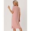 cheibear Women's Casual V-neck Short Sleeve T-shirt Dress Nightshirt Basic Midi Shirtdress - 3 of 4