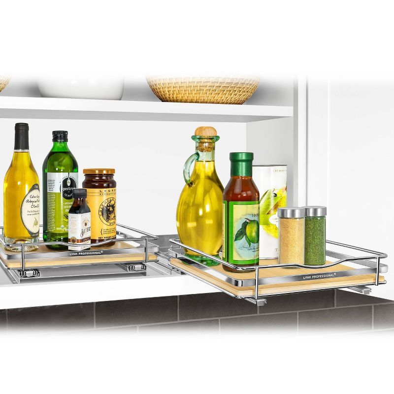 Lynk Professional Slide Out Vertical 10.25&#34; Single Metal/Wood Spice Rack Silver, 5 of 7