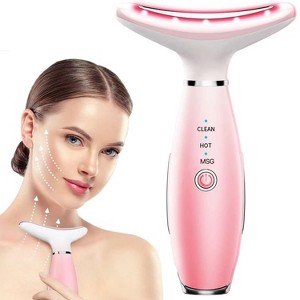 YEVYO Neck Face Massager, Skin Care Face Massage Tool, 3-in-1 Facial Massager, Face Sculpting Tool with Thermals, Vibration (Pink) - 1 of 4