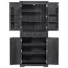 ORRD 71" Black Farmhouse Pantry 6 Door Shelves, 2 Drawers, 3 Pull-Outs Freestanding Storage for Home - 2 of 4