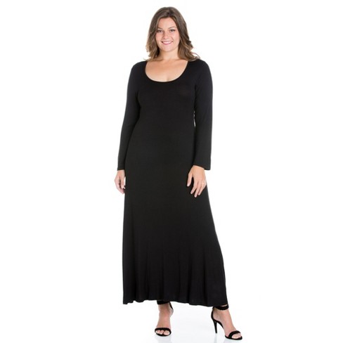 long sleeve black maxi dress plus size