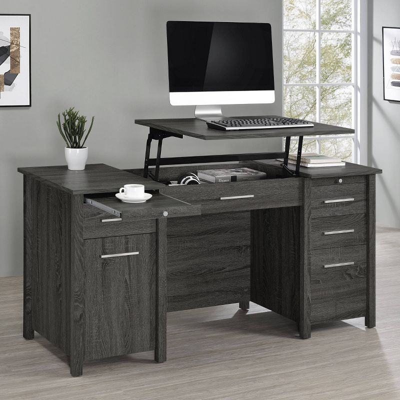 Dylan 4 Drawer Standing Office Desk with Cabinet - Coaster, 4 of 17