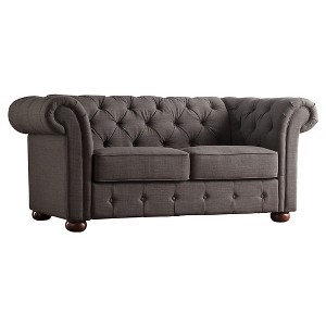Inspire Q Chesterfield Loveseat - Charcoal, Grey