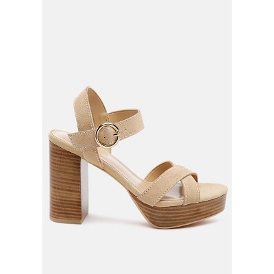 Choupette Suede Leather Block Heeled Sandal