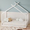TopComfy Beds Twin Size Wood House Bed With Headboard Footboard Wooden Fence Easy Assembly Finish for Bedroom, White, 79"*17"*6" - 2 of 4