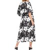 LA LEELA Women's House Daily Routine Evening Wear Holiday Casual Loungewear Loose Slit Dress Caftan Maxi House Sleep Shirt 2X-3X Black, Floral - 3 of 3