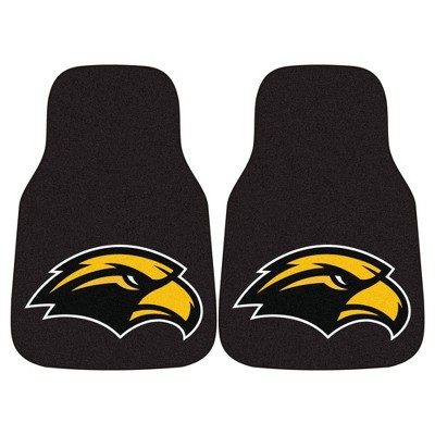 NCAA University of Southern Miss Golden Eagles Carpet Car Mat Set - 2pc