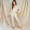 Anna-Kaci Lounge Women's Floral Print Button-Up Long Sleeve Pajama Set with Ruffle Details - 3 of 4