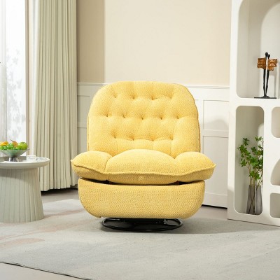 360° Swivel Recliner Adjustable Chair Chenille Swivel Reclining Glider Single Chaise Lounge Sofa Chair With Black Metal Round Base-Cuddlewood