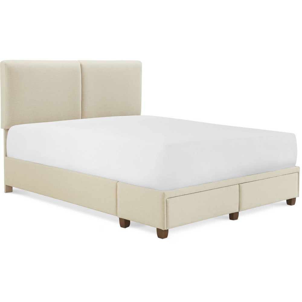King Maxwell Storage Bed with Upholstered Headboard, 2 Drawers - Finch