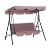 VisioGear 3-Seat Outdoor Patio Swing Chair with Removable Cushion, Stand and Adjustable Tilt Canopy for Patio, Garden, Brown, 67.75"*43.25"*60.25" - 2 of 4