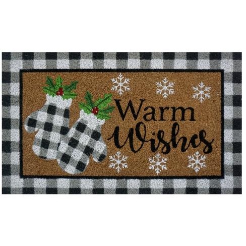 Checkered Mittens Winter Natural Fiber Coir Doormat 30 X 18 Briarwood  Lane : Target