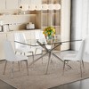 Lyngins 5-Piece Modern Tempered Glass Dining Set – Dining Table with Silver Fork-Shaped Legs & 4 PU Chairs, Kitchen Table Set for Dining Room - 4 of 4
