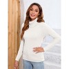 Womens Pullover Sweater Turtle Neck Long Sleeve Sweater Ribbed Knit Sweater,White - 2XL - 3 of 4