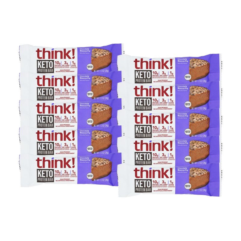 Think! Chocolate Mousse Pie Keto Protein Bar - 10 bars, 1.2 oz, 1 of 5