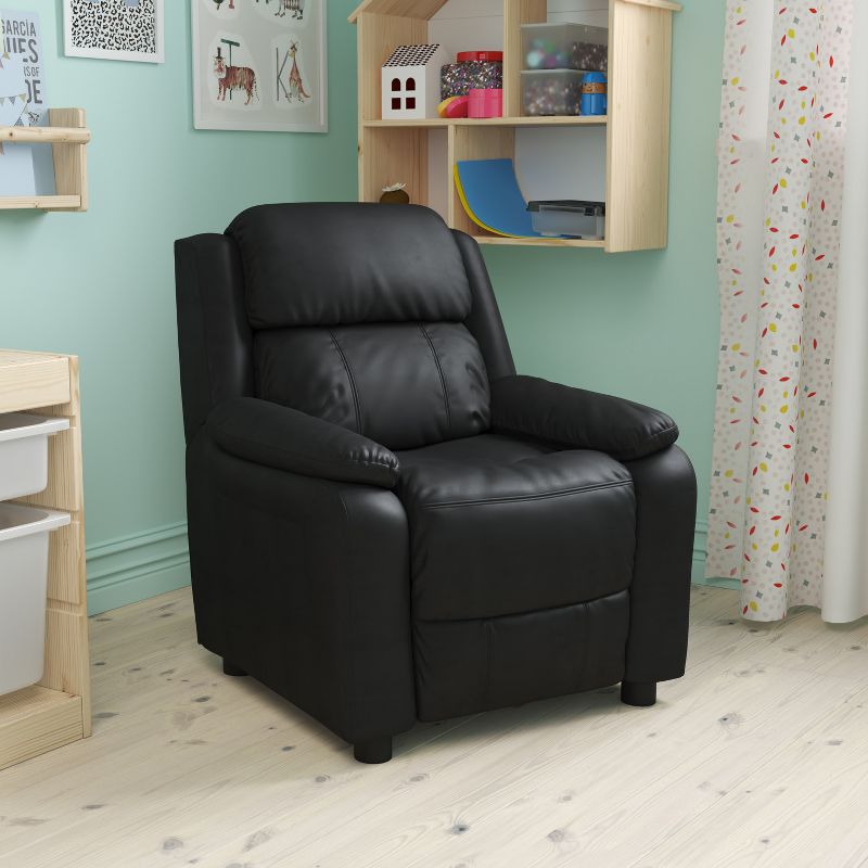 Emma and Oliver Deluxe Padded Contemporary Kids Recliner with Storage Arms, 2 of 12