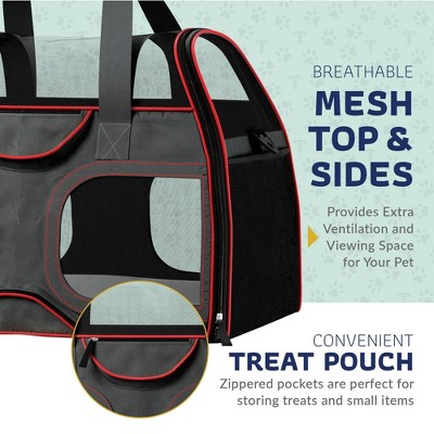 Small Black and Red Soft-Sided Rolling Pet Carrier