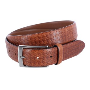 Trafalgar Men's Watson Houndstooth Embossed Leather Belt - 1 of 4