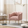 SEYNAR Modern Velvet Accent Chair,Round Upholstered Barrel Chair for Living Room - 2 of 4