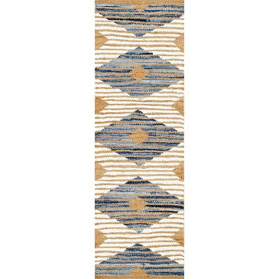 Nuloom Hand Braided Marla Denim And Jute Diamonds Indoor Area Rug
