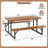 Costway 6-Person Acacia Wood Picnic Table with 2 Built-In Benches Umbrella Hole Metal Frame - 3 of 4