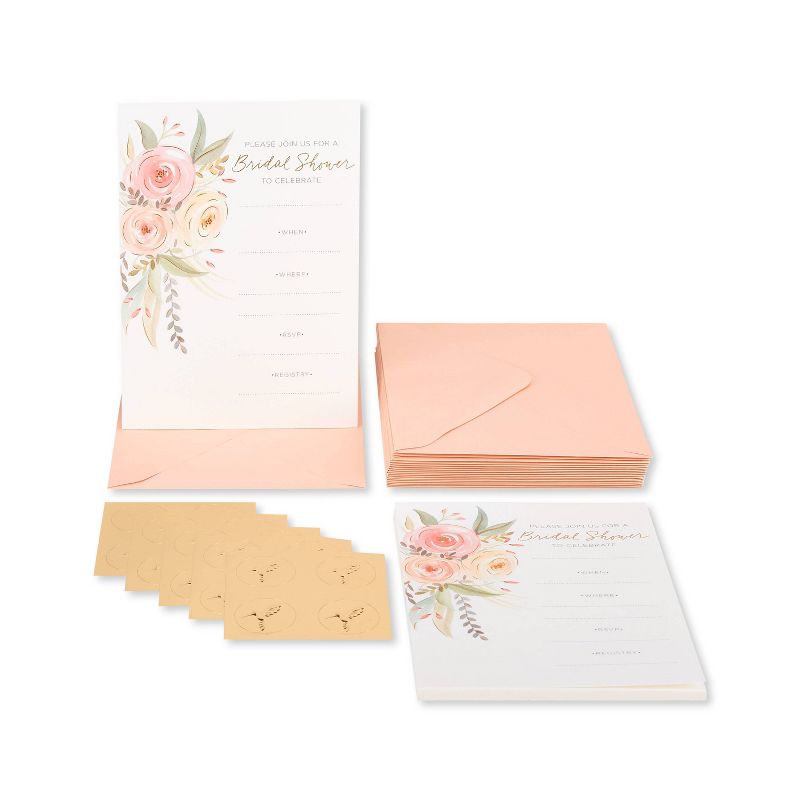 20ct Wedding Invitation Cards Coral Floral - PAPYRUS, 3 of 6