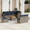 vidaXL 9 Piece Patio Sofa Set with Cushions Gray Poly Rattan - Gray - 2 of 4