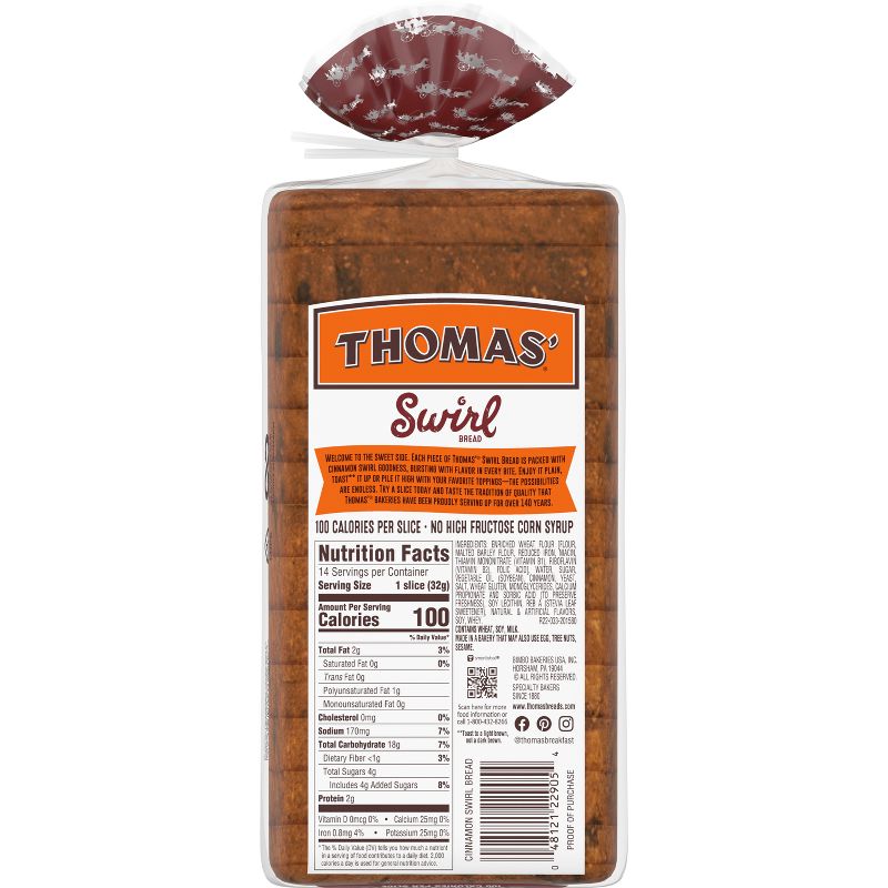Thomas&#39; Cinnamon Swirl Bread - 16oz, 4 of 18