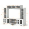 100'' Farmhouse Entertainment Center Wall Unit for 65 Inch TV, Media Console with Barn Doors & Adjustable Shelves for Living Room-3irtyhousy - 4 of 4