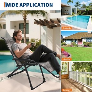 Adjustable Recliner Lounge Chair – 330lbs Capacity, Foldable Design with Wide Armrests for Poolside, Patio, Balcony (Blac - 1 of 4