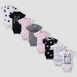 Gerber Baby Girls' 8pk Bunny Short Sleeve Onesies Bodysuit - Pink/Black